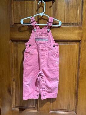 Carhartt Baby Girls Pink Floral Embroidered Canvas Overalls 12M